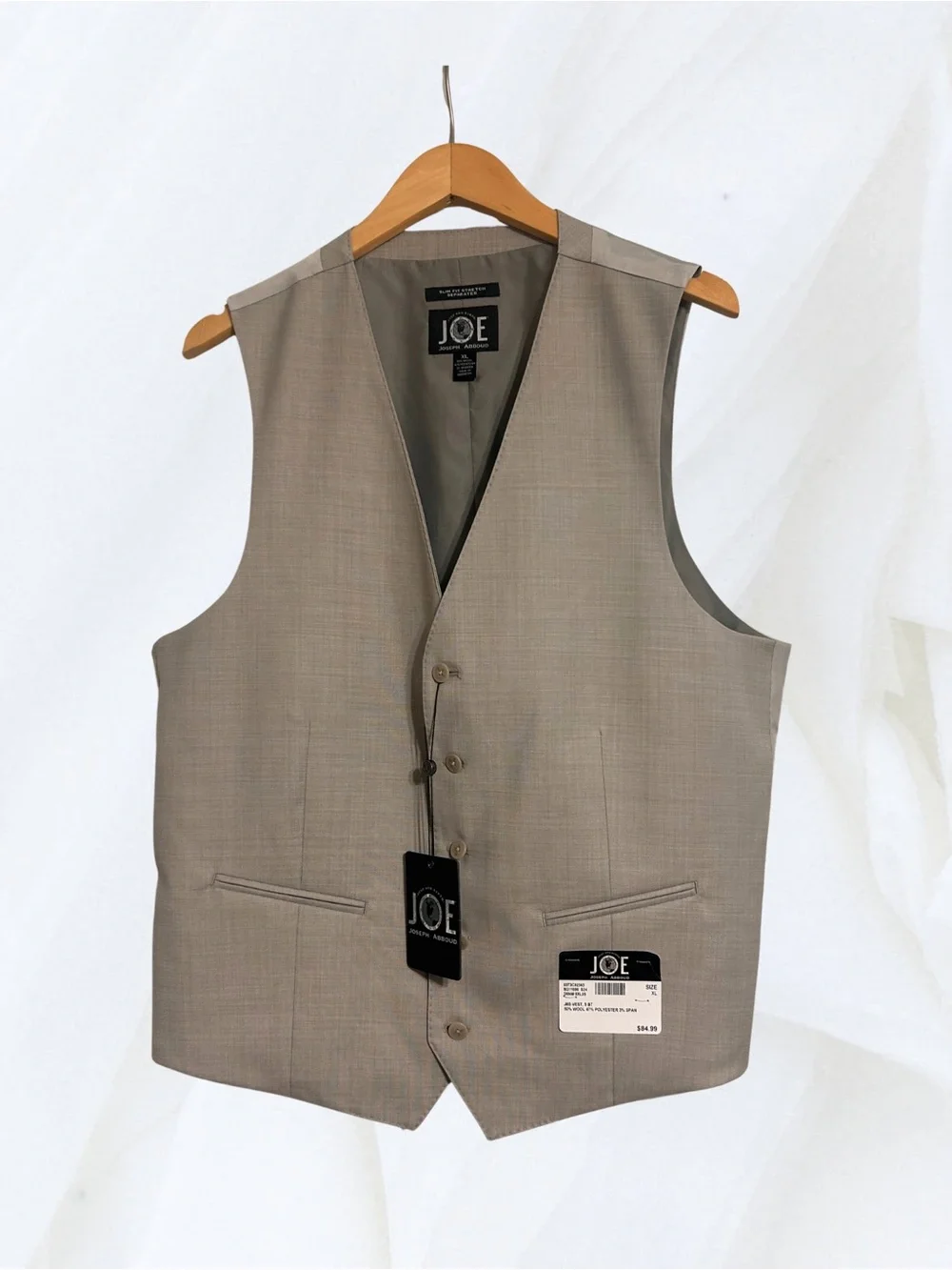 JOE Joseph Abboud Men’s XL Slim Fit Stretch Wool Suit Vest NWT Gray